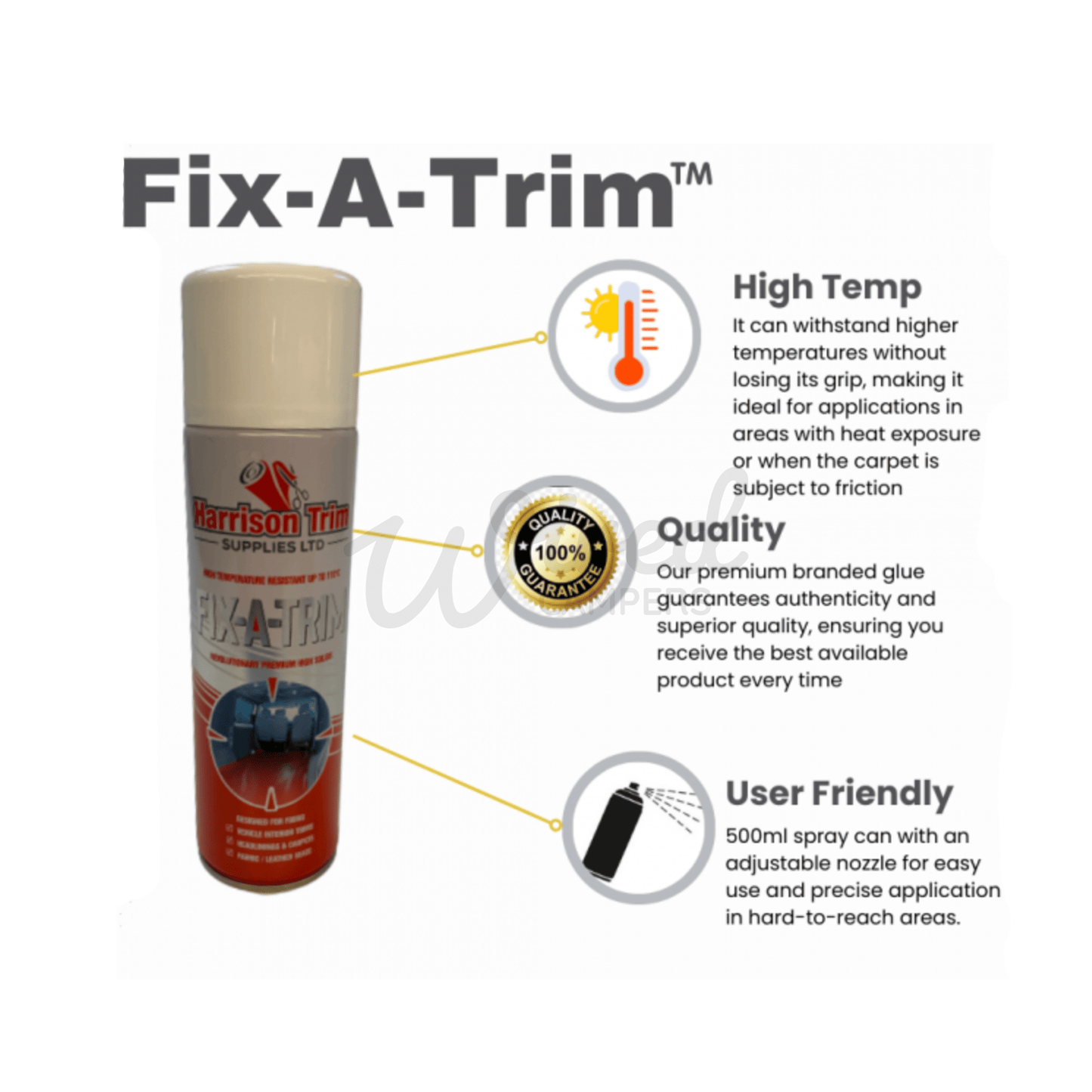 12 Pack - Fix-A-Trim High Temperature Spray Glue Carpet Adhesive - 500ml - Wired Campers Limited