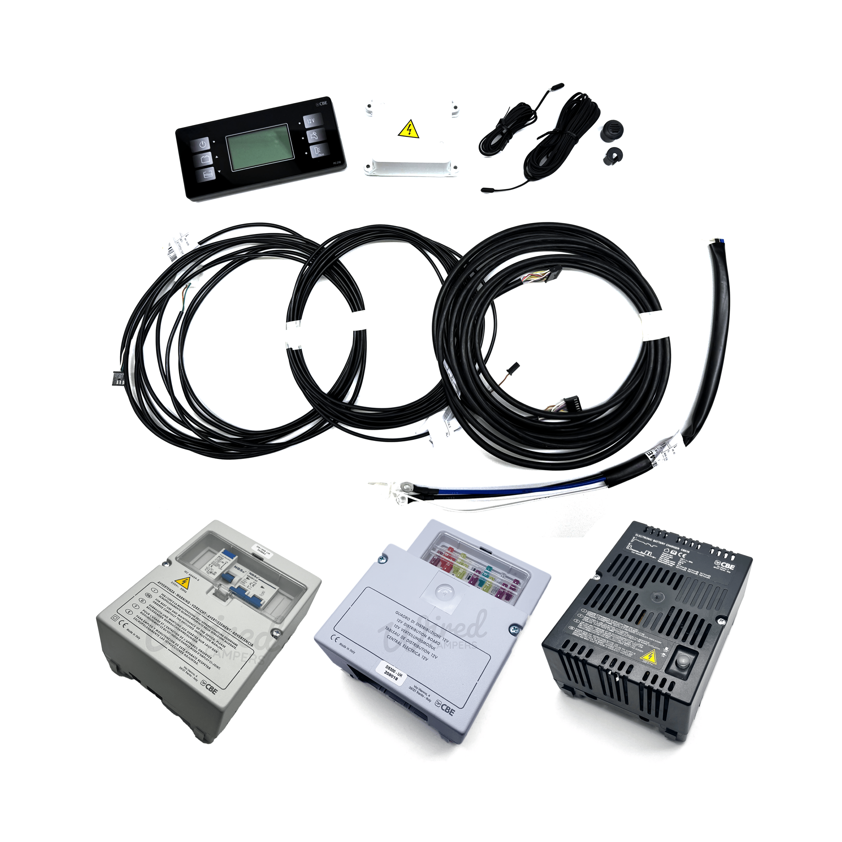 CBE PC210 Camper Van Electrical Kit With Black Control Panel