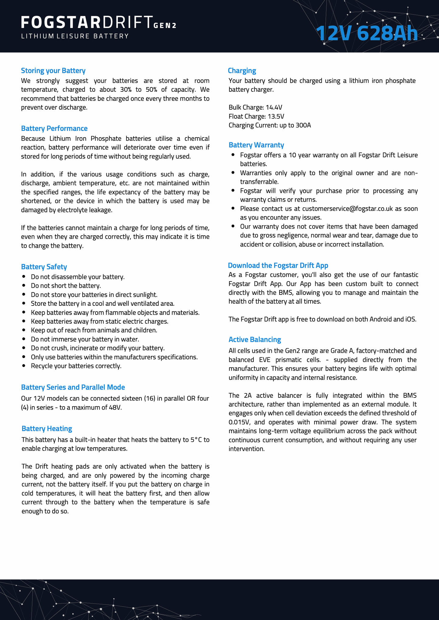 Fogstar Drift Gen2 12V 628AH Heated Lithium LiFePO4 Leisure Battery - Wired Campers Limited