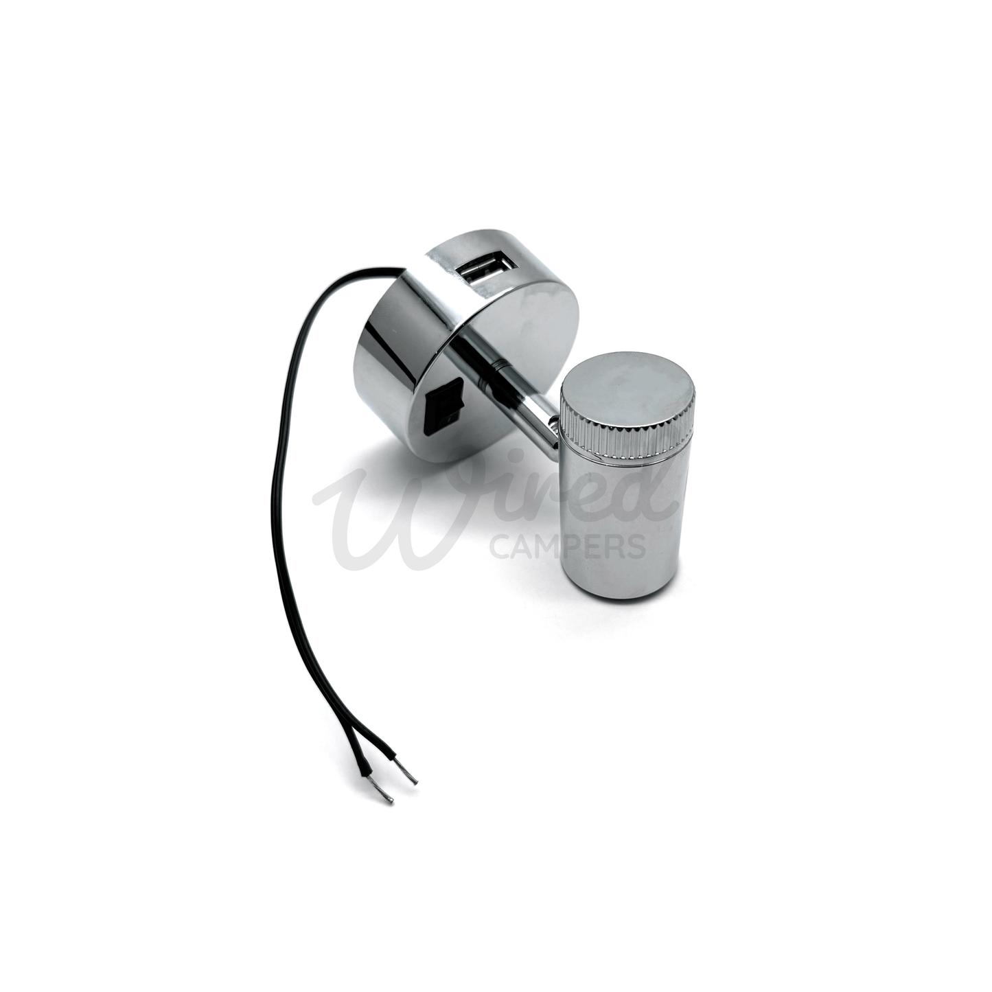 Mensa Chrome LED Camper Van Spotlight With USB A Charging Port & Dimmer - Wired Campers Limited