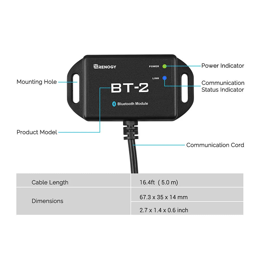 Renogy BT-2 Bluetooth Module for Renogy Products With A RS485 Port - Wired Campers Limited