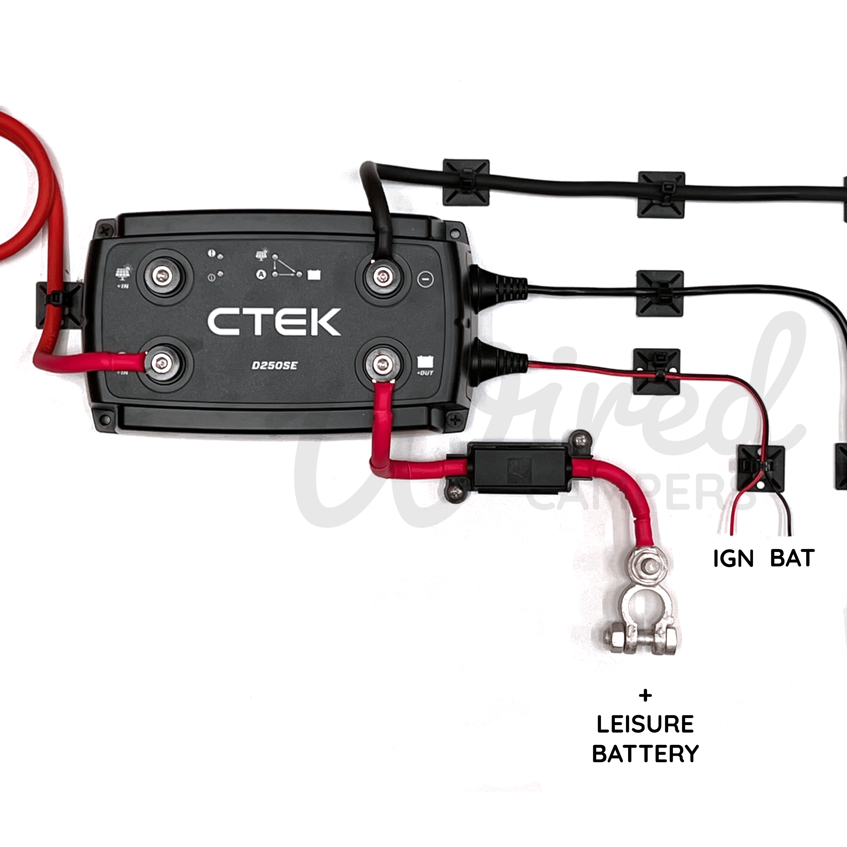 Wired Campers Limited 3M/5M/10M CTEK DS250SE 20A DC-DC With MPPT Solar Input Battery Charging Kit