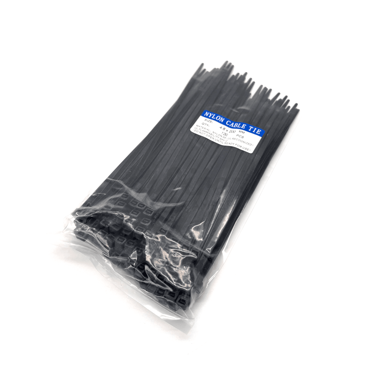 100 X Black Nylon Plastic Cable Zip Ties 200MM X 4.6MM - Wired Campers Limited