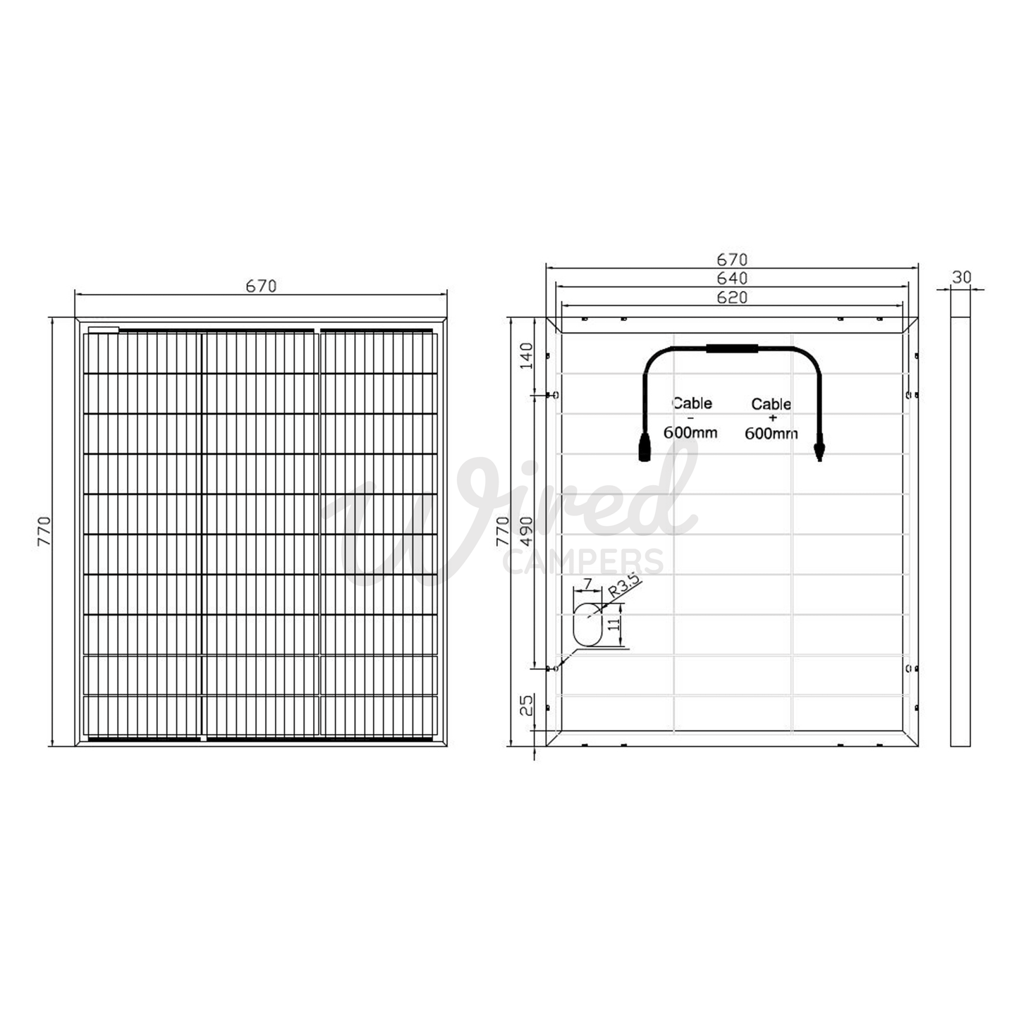 100W Bi - Facial Monocrystalline Camper Van Solar Panel - Wired Campers Limited