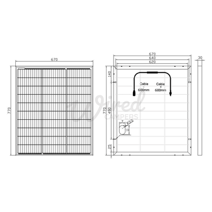100W Bi - Facial Monocrystalline Camper Van Solar Panel - Wired Campers Limited