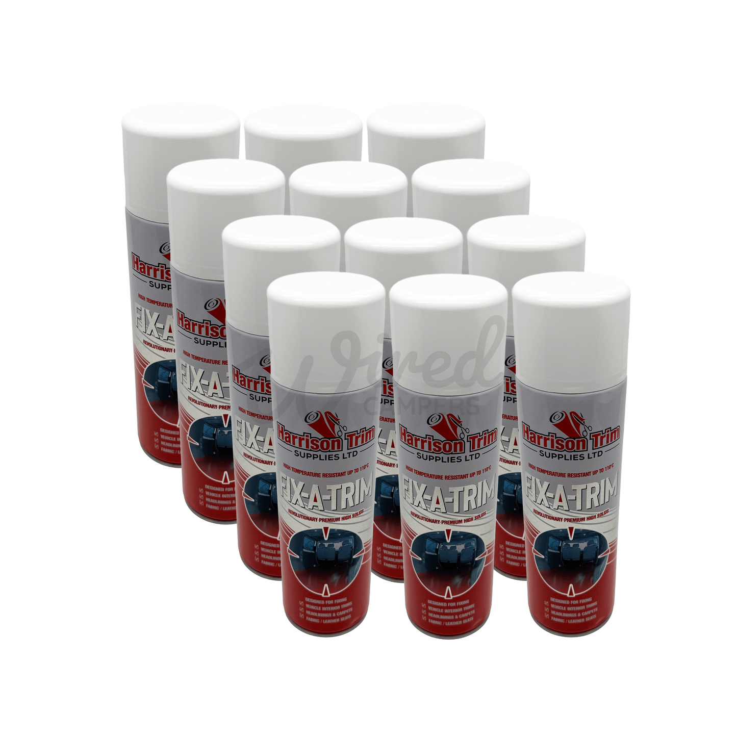 12 Pack - Fix-A-Trim High Temperature Spray Glue Carpet Adhesive - 500ml - Wired Campers Limited