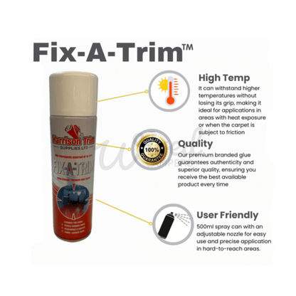 12 Pack - Fix-A-Trim High Temperature Spray Glue Carpet Adhesive - 500ml - Wired Campers Limited
