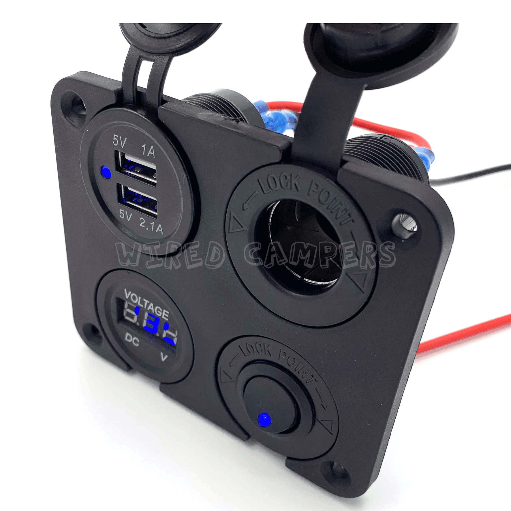Leisure Panel 3-Gang Switch Panel With Voltmeter & USB - 12V For Camper Van, Motorhome, RV - UK Made
