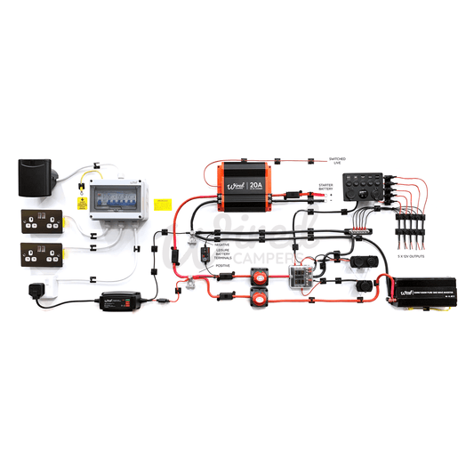 12V DC - DC & 240V Mains Hook Up & Mini Off Grid 3000W Inverter Complete Camper Van Kit - Wired Campers Limited