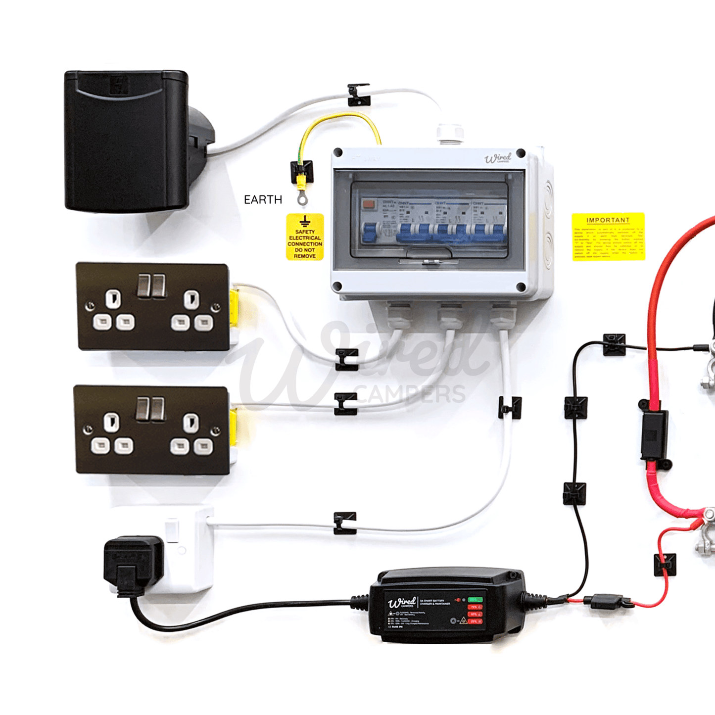 12V DC - DC & 240V Mains Hook Up & Mini Off Grid 3000W Inverter Complete Camper Van Kit - Wired Campers Limited