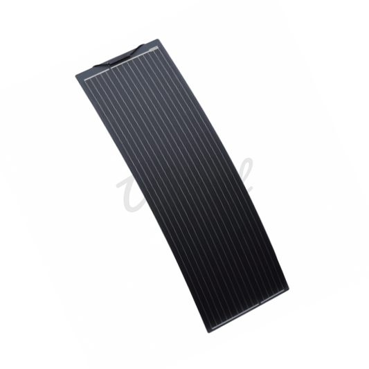 150W Narrow Semi Flexible Black Fibreglass ETFE Coated Solar Panel - Wired Campers Limited