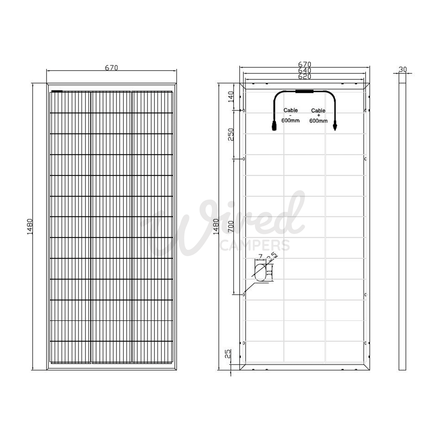200W Bi - Facial Monocrystalline Camper Van Solar Panel - Wired Campers Limited