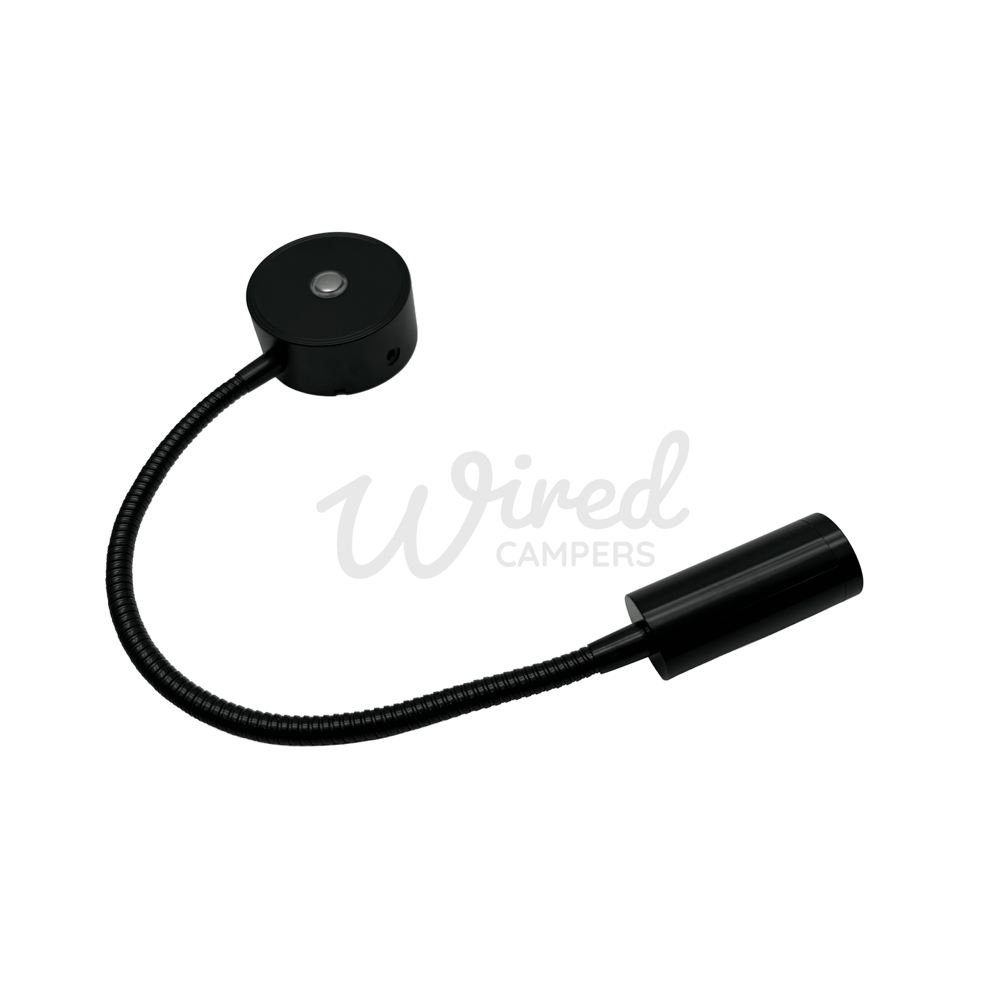 Black Flexible Arm LED Spotlight With USB A Charging Port & Dimmer - Wired Campers Limited