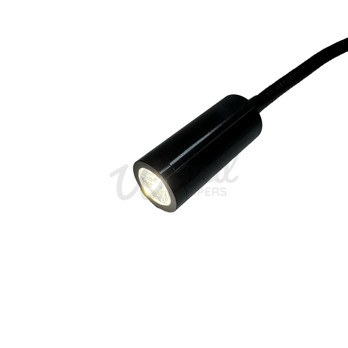 Black Flexible Arm LED Spotlight With USB A Charging Port & Dimmer - Wired Campers Limited