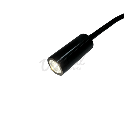 Black Flexible Arm LED Spotlight With USB A Charging Port & Dimmer - Wired Campers Limited