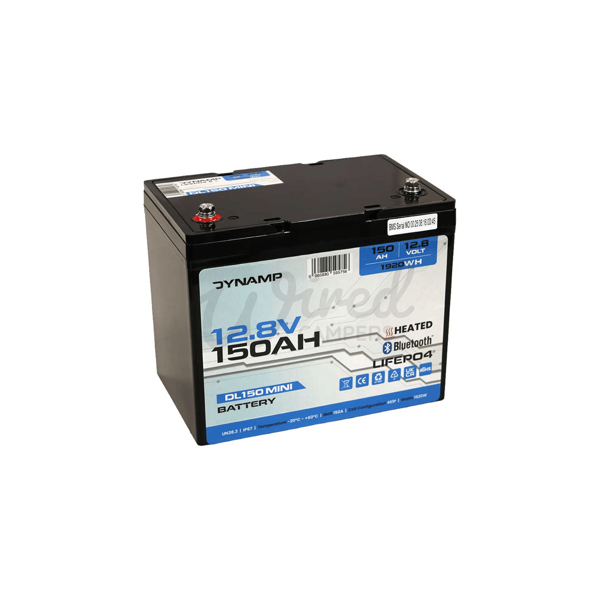DYNAMP 12V 150Ah Heated Lithium LiFePO4 Leisure Battery - Bluetooth & Heating - Wired Campers Limited