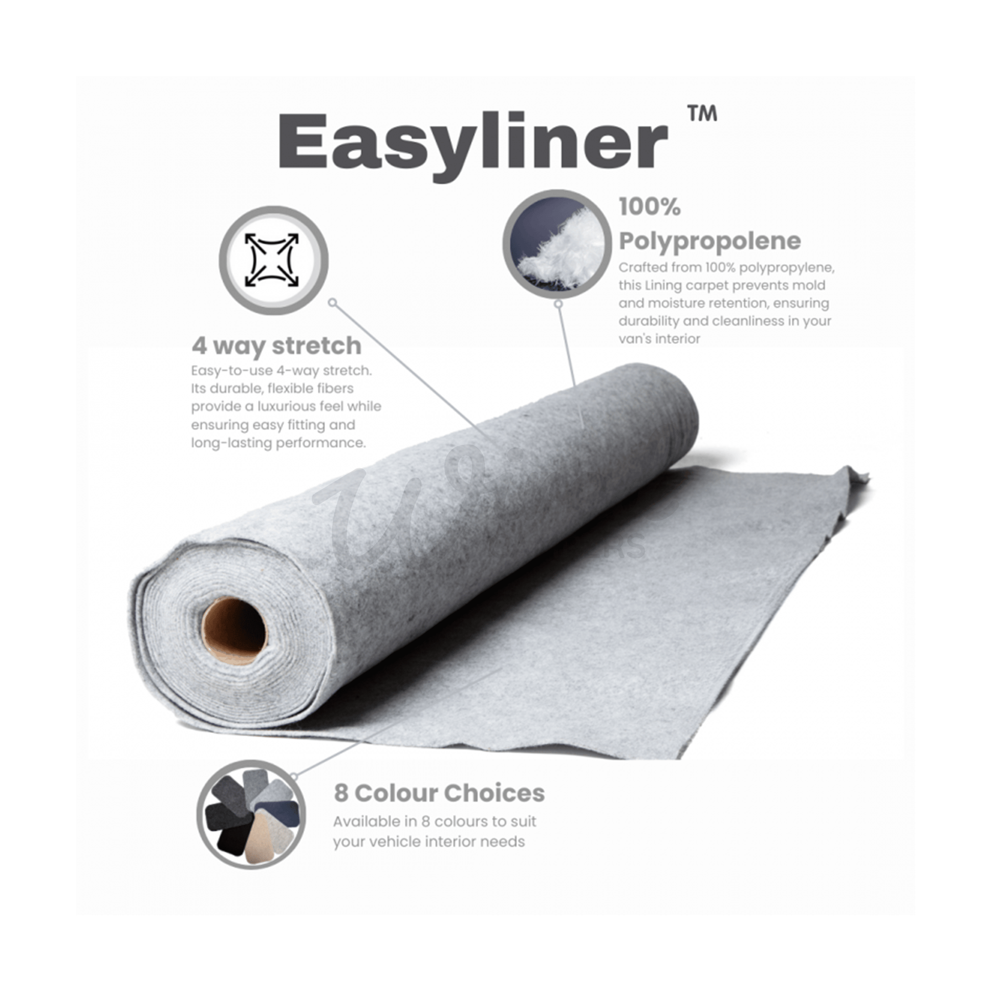 Easyliner Stone Four 4-Way Stretch Camper Van Lining Carpet - 370G/M2 - Wired Campers Limited