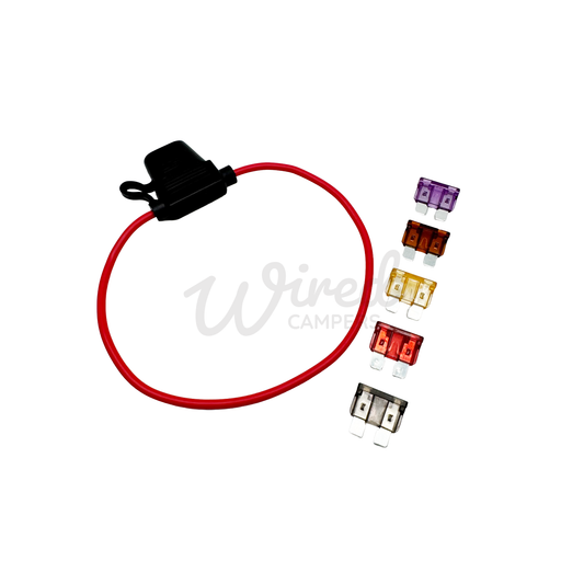In Line ATC Blade Fuse Holder - 14AWG - 10A/7.5A/5A/3A/2A Fuses Included