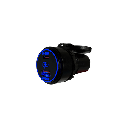 High Power USB C (PD) 100W & USB A QC 36W Phone / Tablet / Laptop Charging Port - Wired Campers Limited