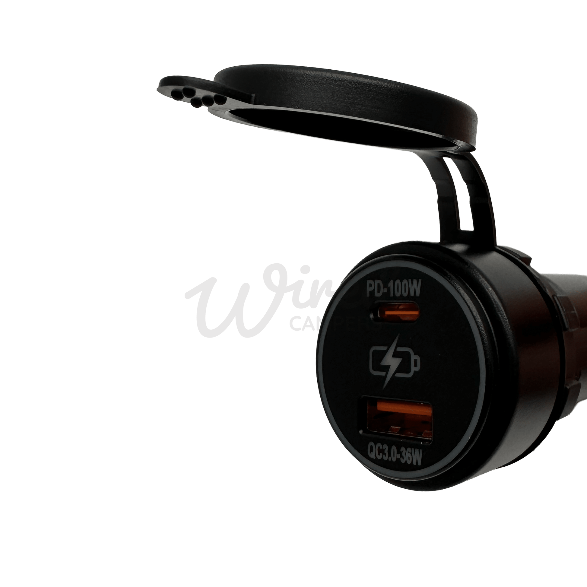 High Power USB C (PD) 100W & USB A QC 36W Phone / Tablet / Laptop Charging Port - Wired Campers Limited
