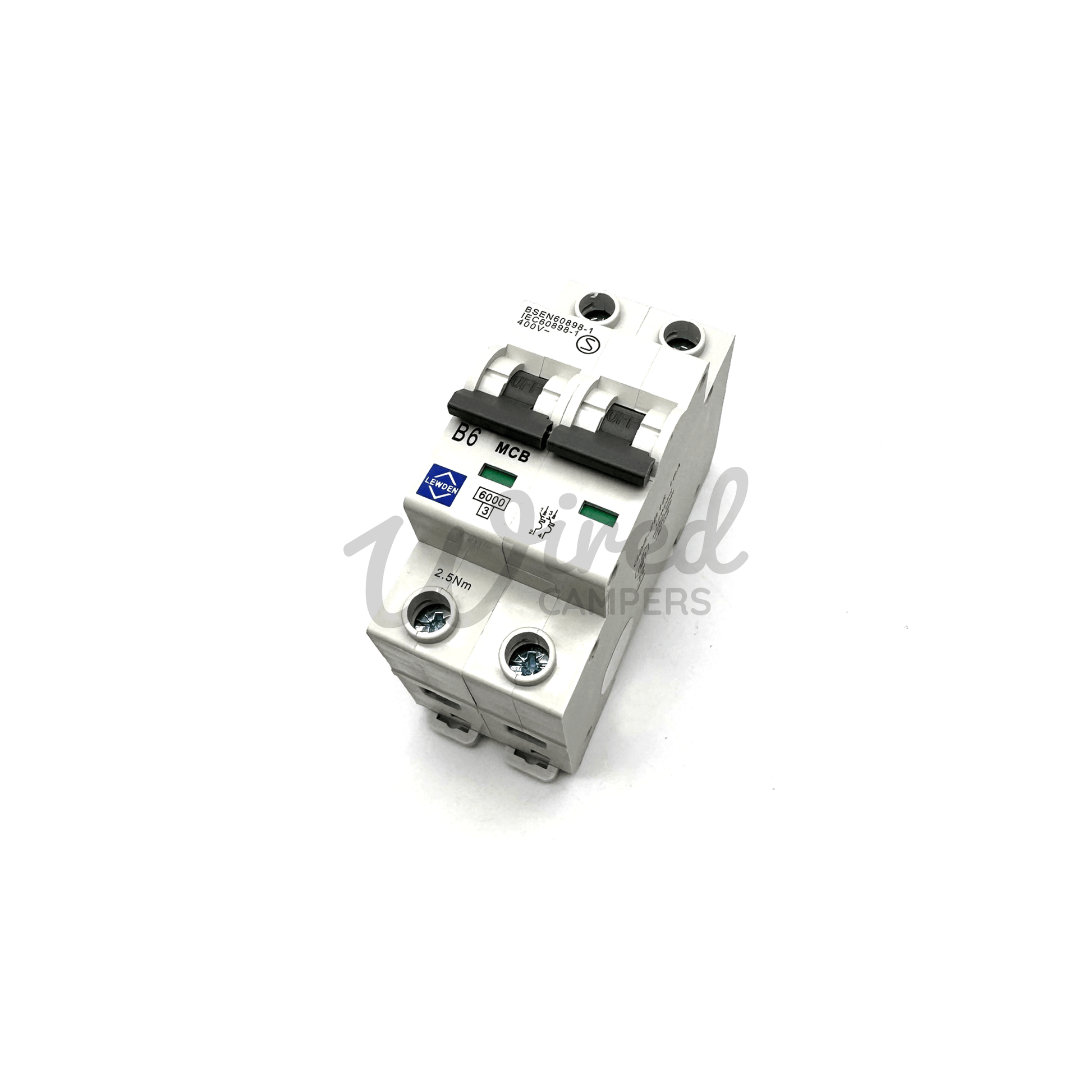 LEWDEN G06−2B06 Double Pole 6A MCB Miniature Circuit Breaker - Wired Campers Limited