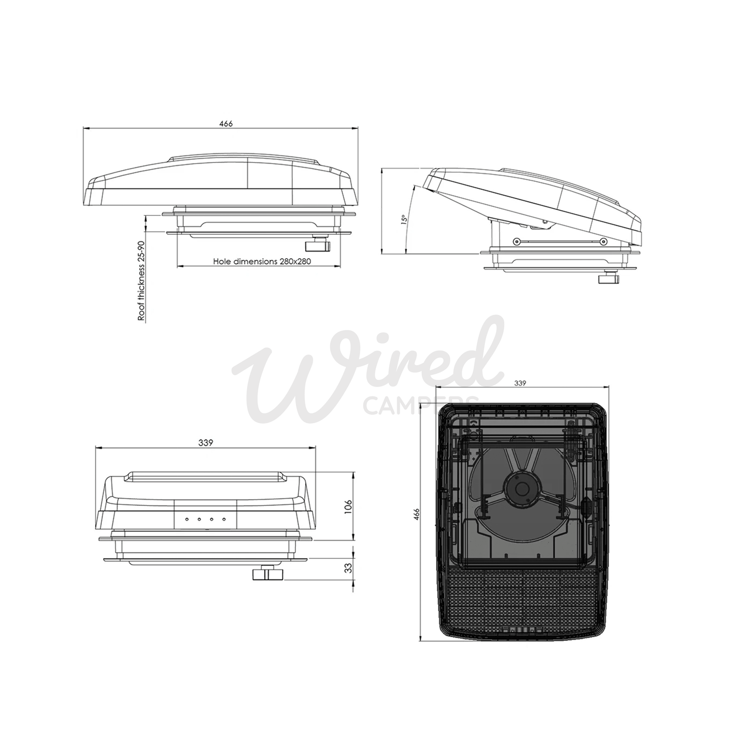 MaxxAir MaxxFan Deluxe Compact Automatic Roof Fan Vent - Tint Lid - 7500KI28T - Wired Campers Limited