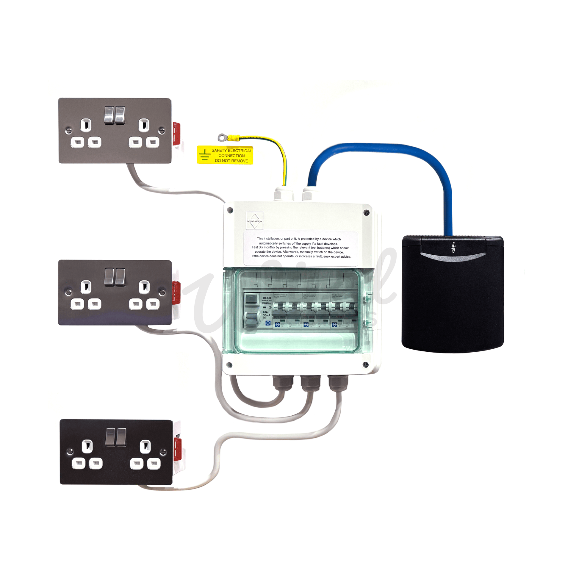 Pre - Wired 240V Mains Camper On Site Hook Up Kit - 3 X Double Sockets - Wired Campers Limited
