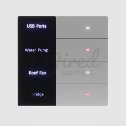Wired Campers Quad - Camper Van Control Panel - 12V 4 Output - Grey