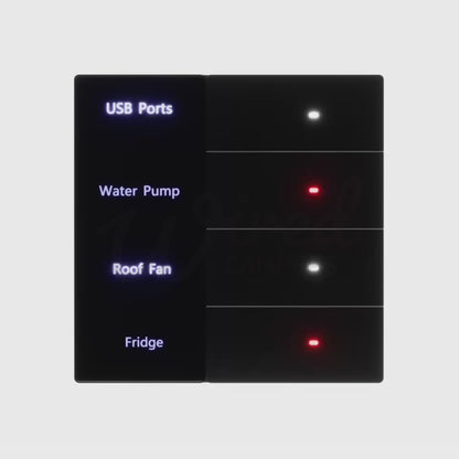 Wired Campers Quad - Camper Van Control Panel - 12V 4 Output - Black