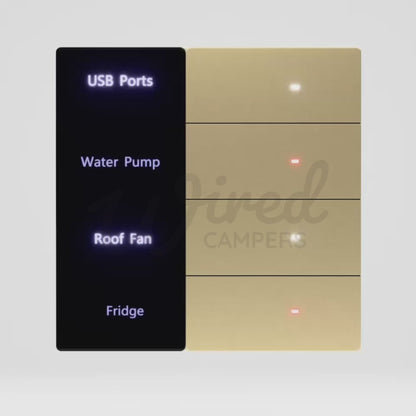 Wired Campers Quad - Camper Van Control Panel - 12V 4 Output - Gold