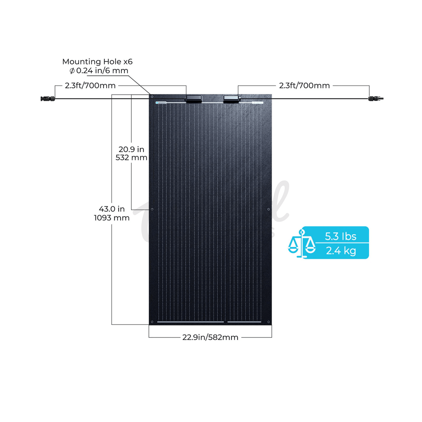 Renogy 100W Lightweight Monocrystalline Flexible Solar Panel - Black - Wired Campers Limited