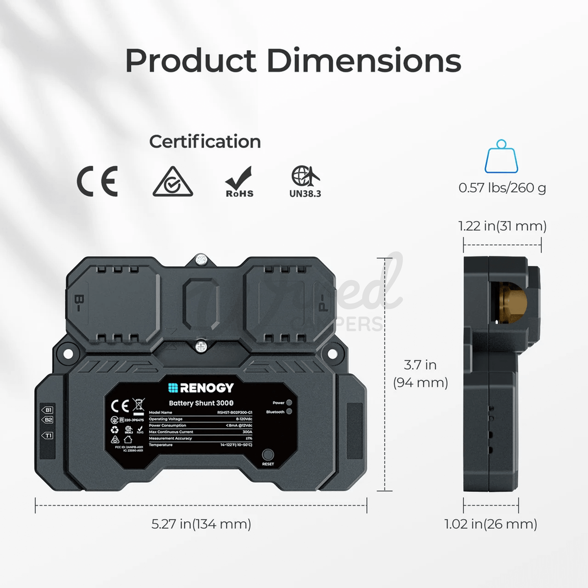 Renogy 300A Battery Monitor Shunt With Bluetooth - Wired Campers Limited