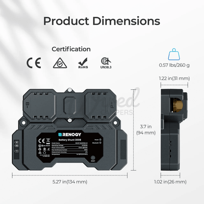 Renogy 300A Battery Monitor Shunt With Bluetooth - Wired Campers Limited