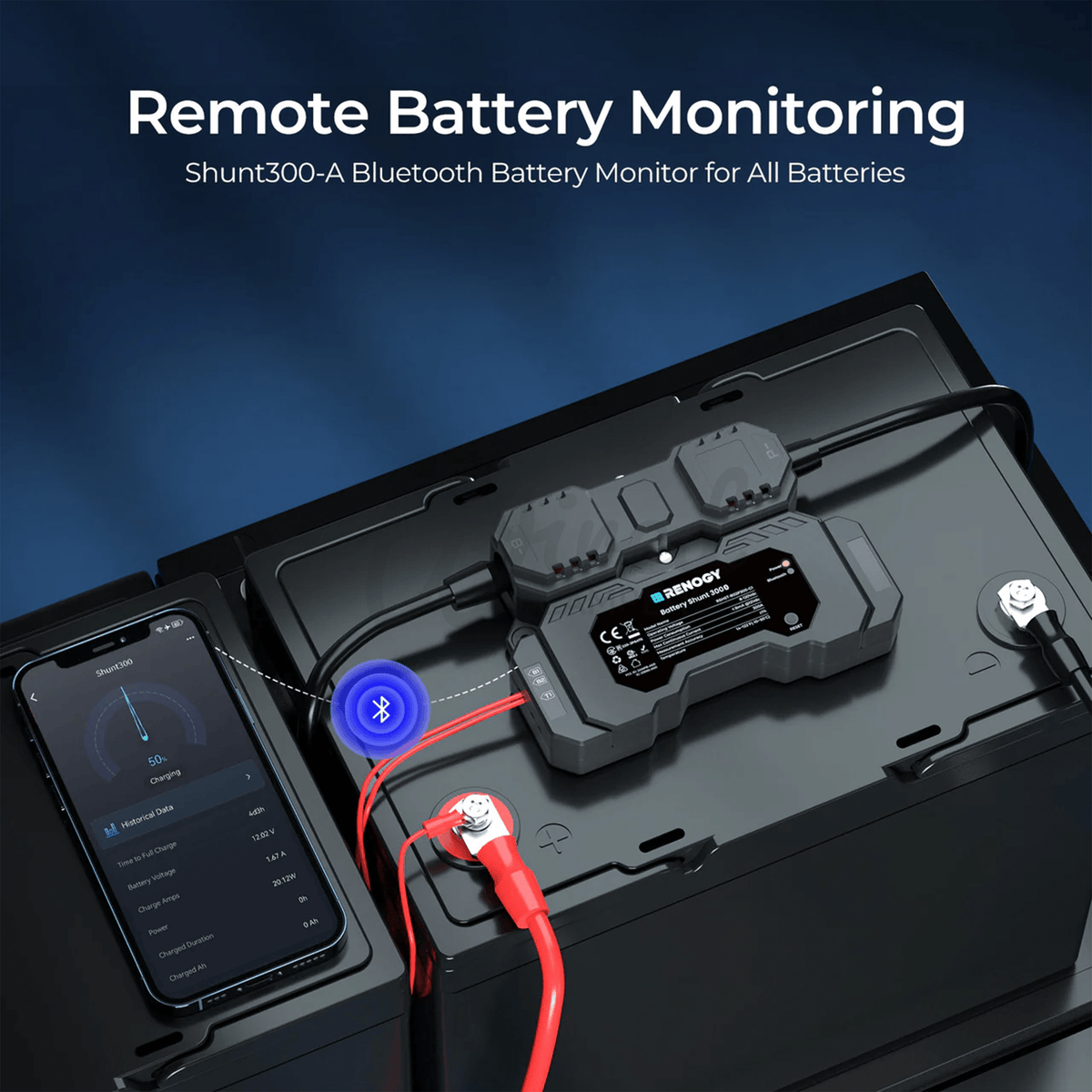 Renogy 300A Battery Monitor Shunt With Bluetooth - Wired Campers Limited