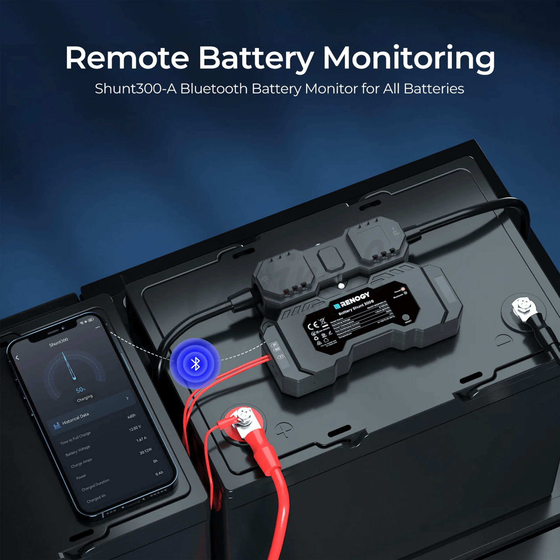Renogy 300A Battery Monitor Shunt With Bluetooth - Wired Campers Limited