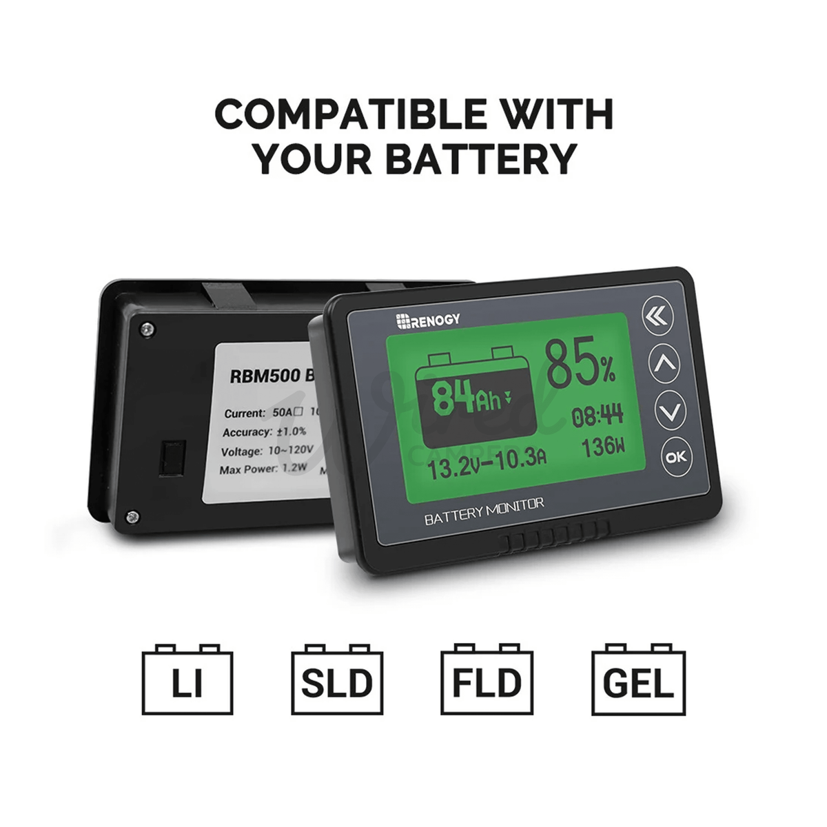 Renogy 500A Battery Monitor With Shunt & Screen - Wired Campers Limited