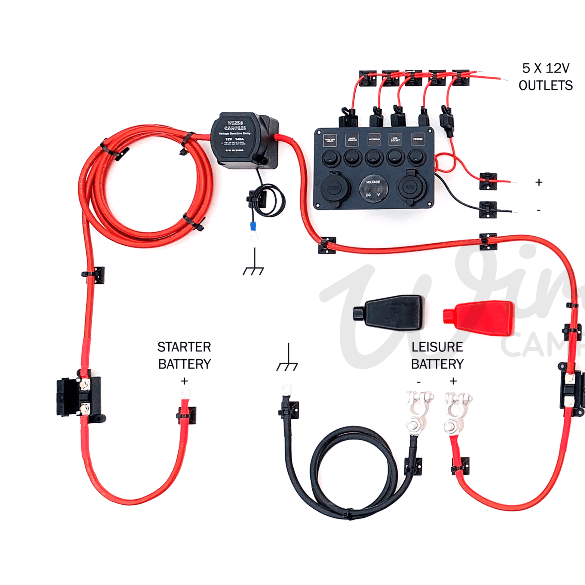 Starter Camper Electrical System - Split Charge & Pre - Wired 240V Mains - Wired Campers Limited