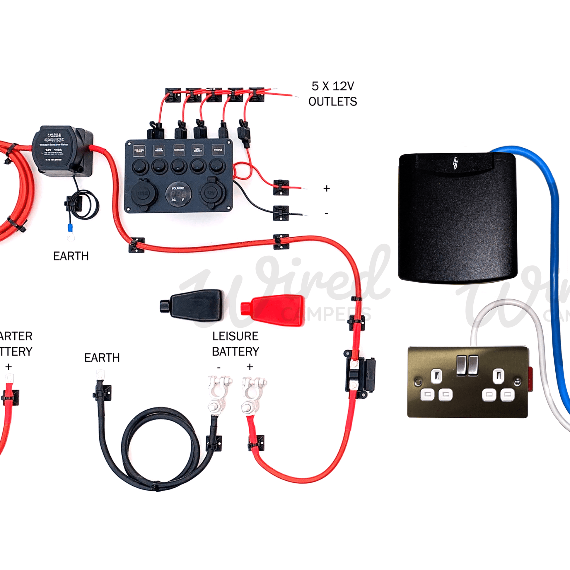 Starter Camper Electrical System - Split Charge & Pre - Wired 240V Mains - Wired Campers Limited