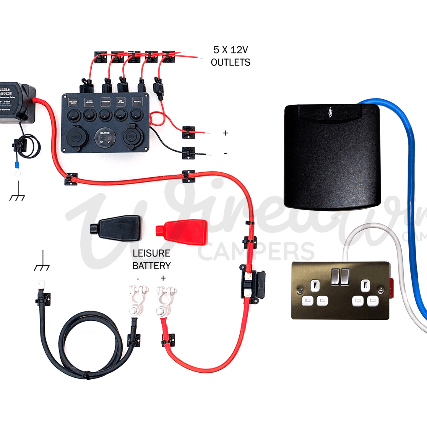 Starter Camper Electrical System - Split Charge & Pre - Wired 240V Mains - Wired Campers Limited