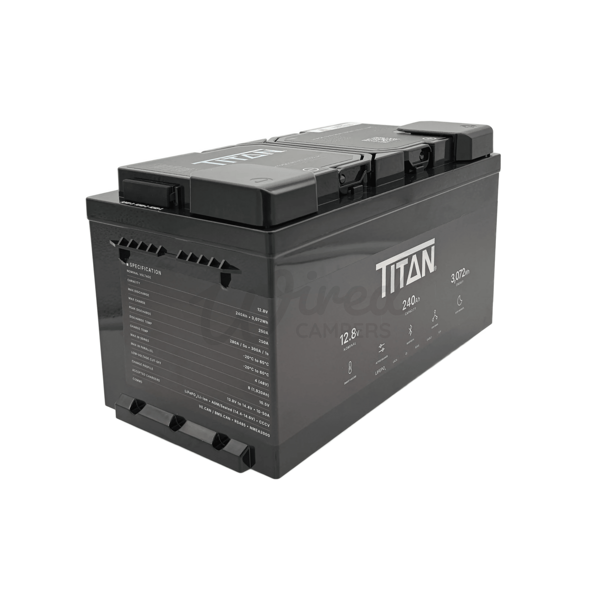 TITAN 12V 240Ah DIN Type 019 Heated Lithium LiFePO4 Leisure Battery With Bluetooth - Wired Campers Limited