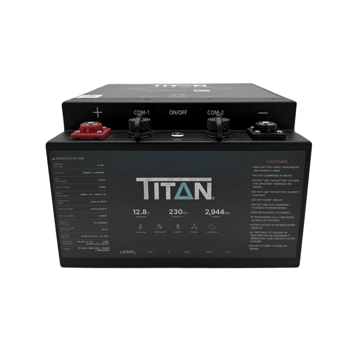 TITAN Underseat 12V 230Ah Heated Lithium LiFePO4 Leisure Battery With Bluetooth - Wired Campers Limited