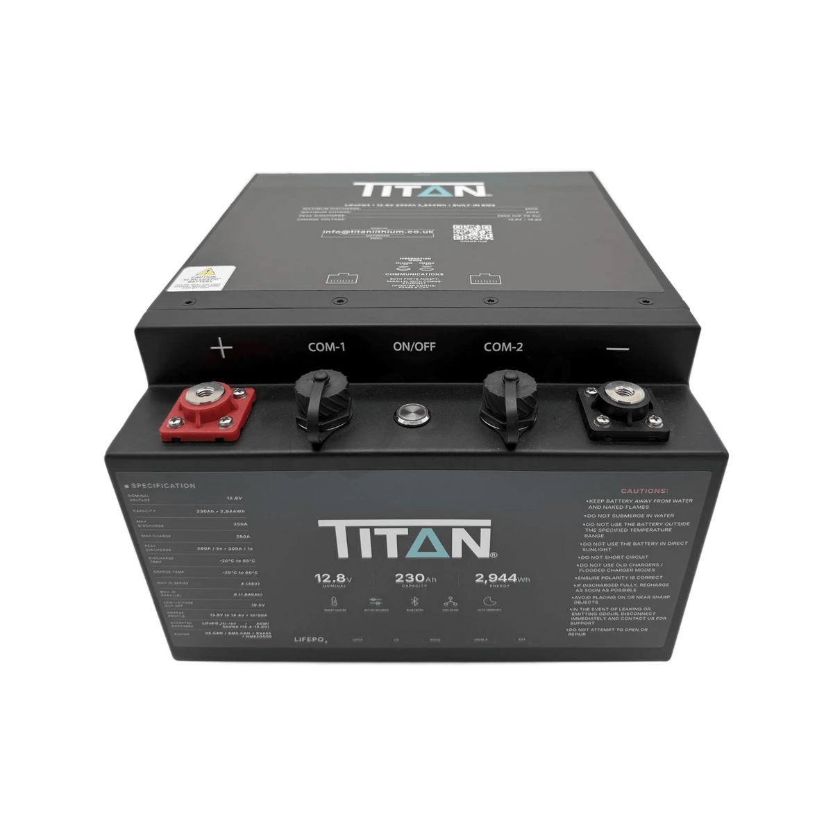 TITAN Underseat 12V 230Ah Heated Lithium LiFePO4 Leisure Battery With Bluetooth - Wired Campers Limited
