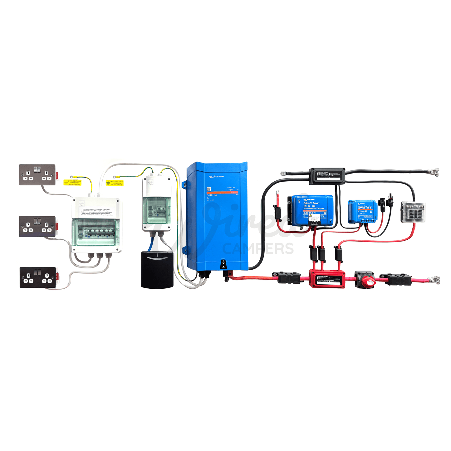 Victron Energy 1600VA Mains Off Grid Kit With 30A Orion & 75/10 SmartSolar - Multiplus 12/1600/70 - Wired Campers Limited