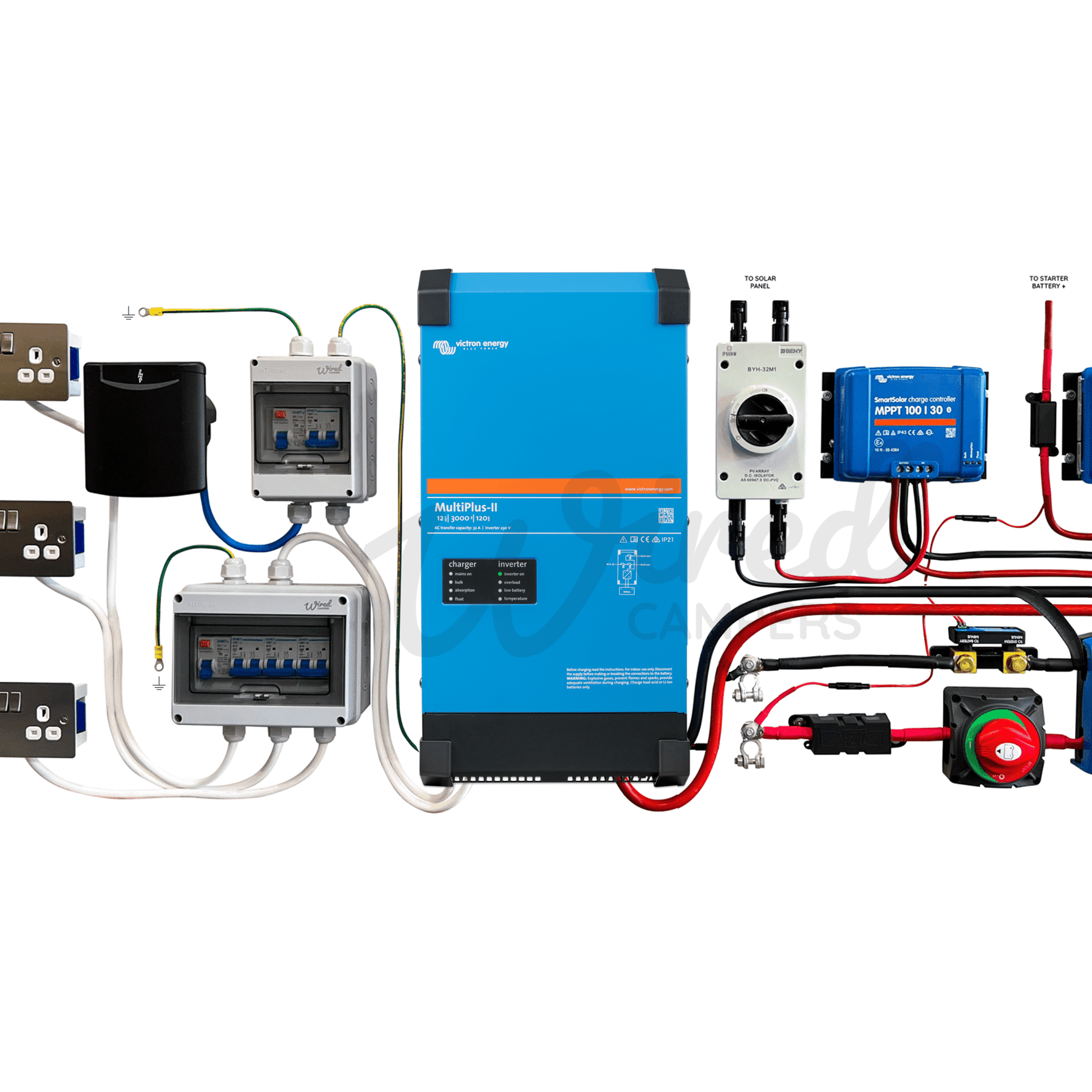 Victron Energy 3000VA Off Grid Mains Kit With Orion & SmartSolar - Multiplus - II 12/3000/120 - Wired Campers Limited