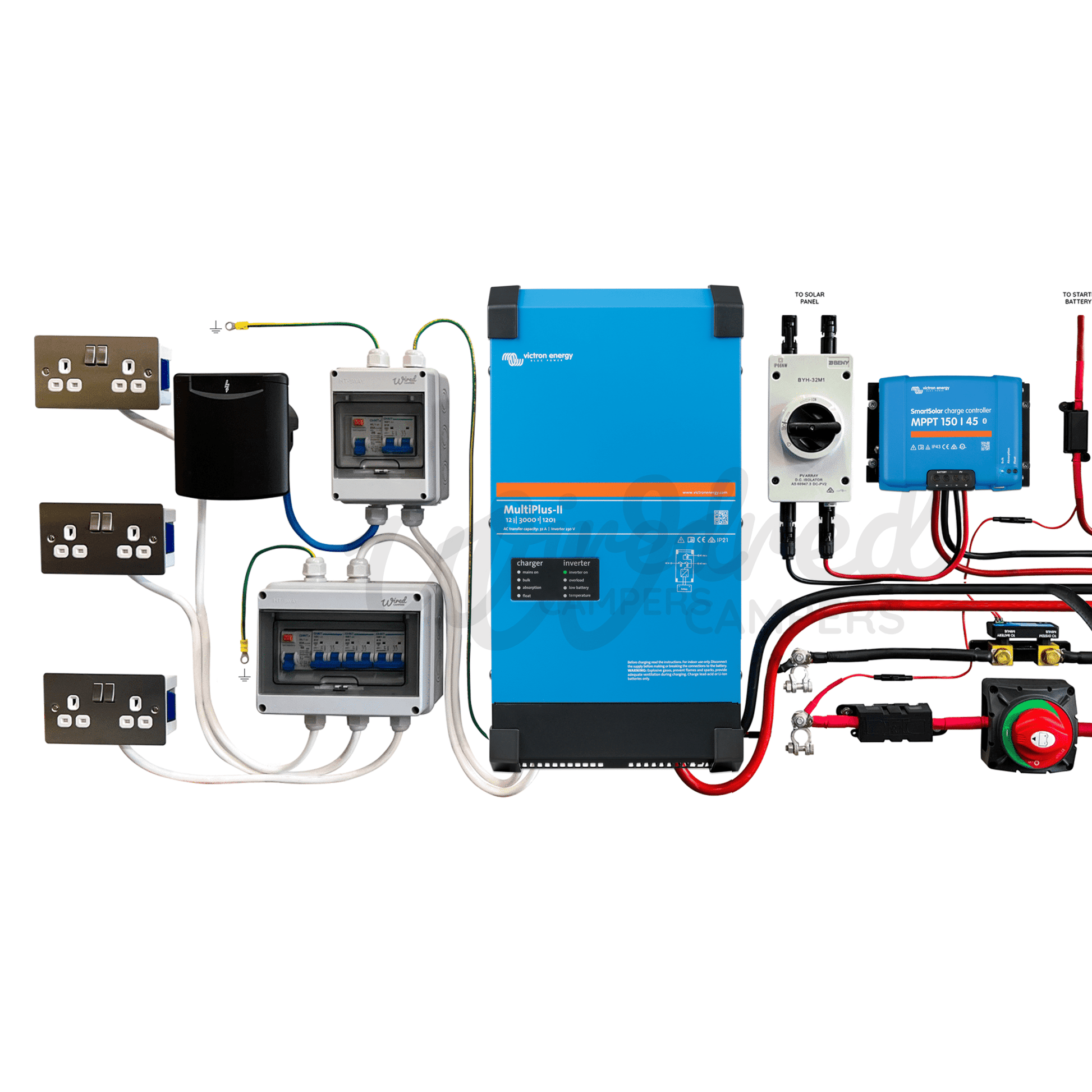 Victron Energy 3000VA Off Grid Mains Kit With Orion XS & SmartSolar - Multiplus - II 12/3000/120 - Wired Campers Limited