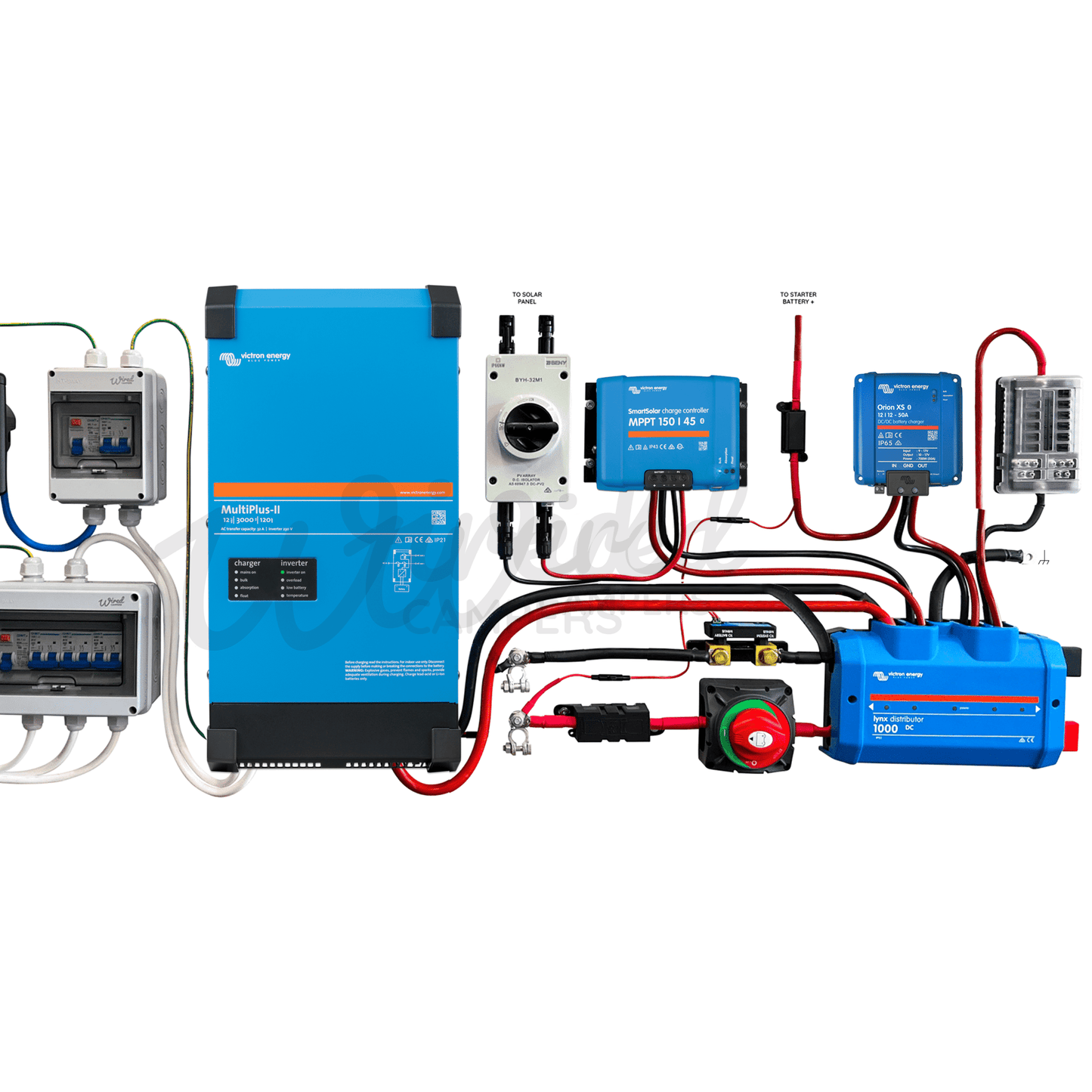 Victron Energy 3000VA Off Grid Mains Kit With Orion XS & SmartSolar - Multiplus - II 12/3000/120 - Wired Campers Limited
