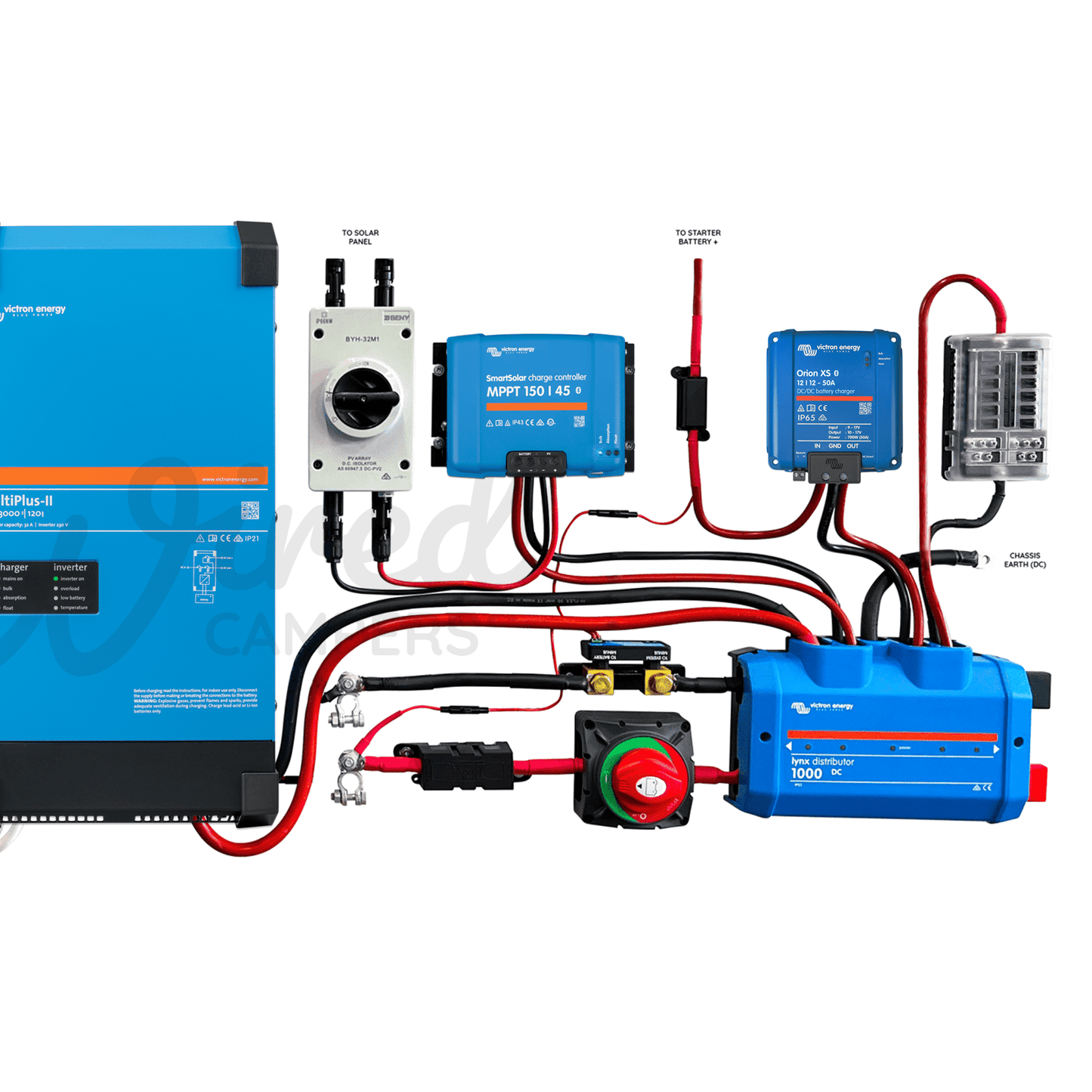 Victron Energy 3000VA Off Grid Mains Kit With Orion XS & SmartSolar - Multiplus - II 12/3000/120 - Wired Campers Limited