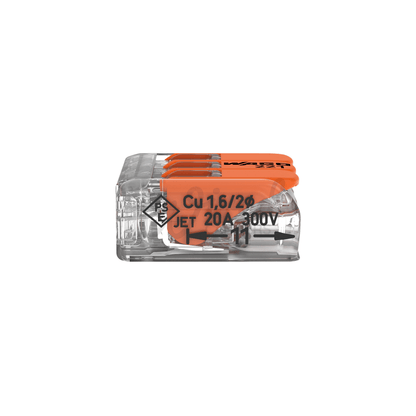 WAGO 221 - 413 3 Way Splicing Lever Cable Connector - 0.2 mm² To 4 mm² - Single - Wired Campers Limited