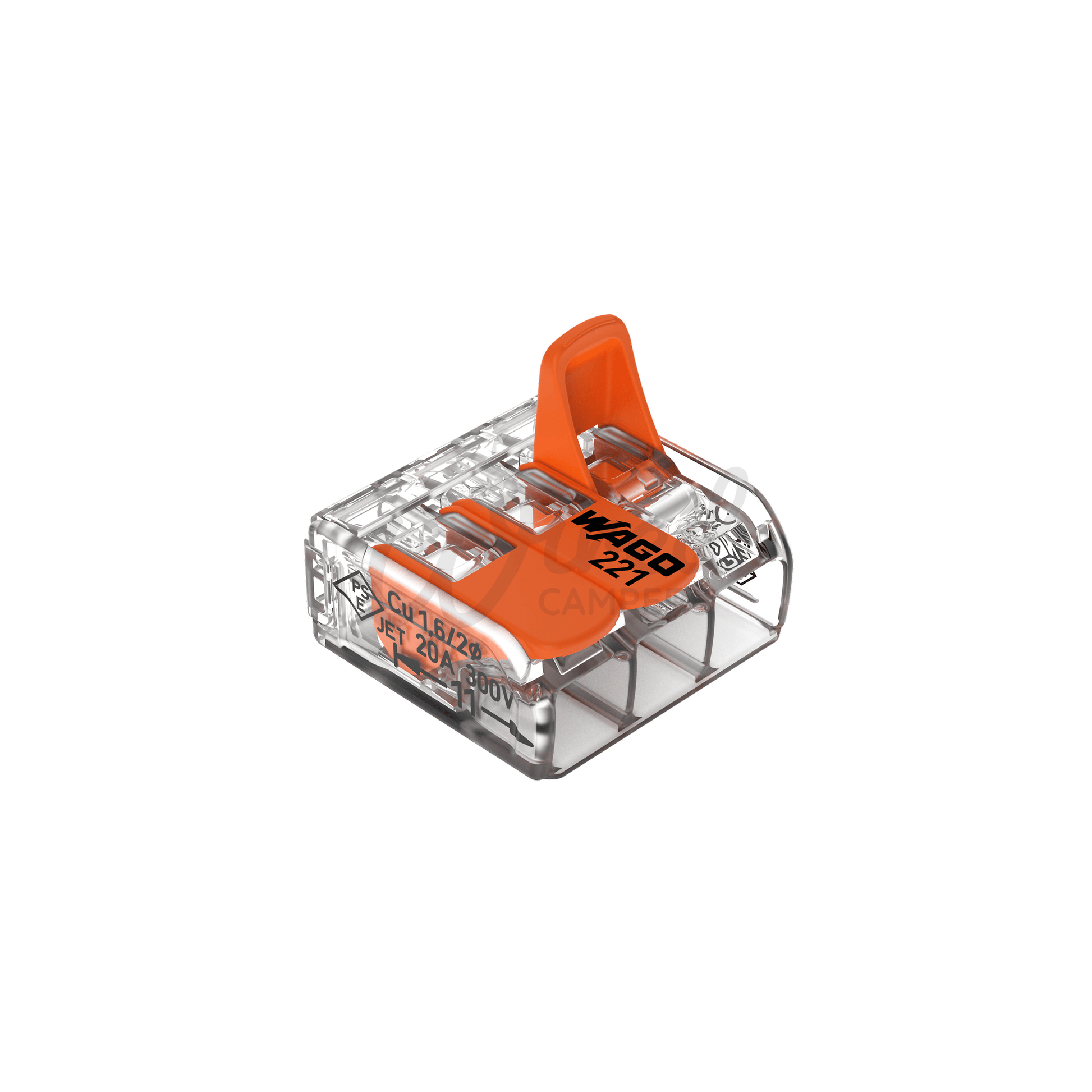 WAGO 221 - 413 3 Way Splicing Lever Cable Connector - 0.2 mm² To 4 mm² - Single - Wired Campers Limited