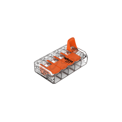 WAGO 221 - 415 5 Way Splicing Lever Cable Connector - 0.2 mm² To 4 mm² - Single - Wired Campers Limited